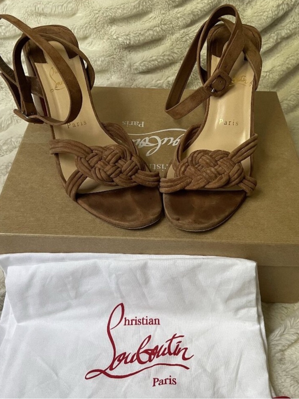 Christian Louboutin Brown Braided Strap Sandals